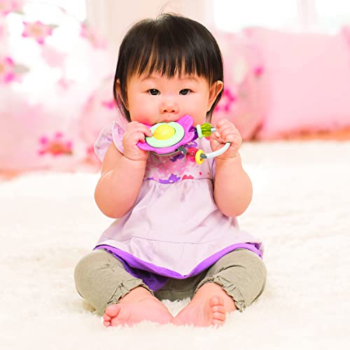 Infantino Spin & Teethe Gummy Pink Flower Rattle - Easy To Grab, Chewy Rings, Multi-Texutre Petals, Roller Ball Center - Teething & Sensory Play, Ages 0 Months + #TOP1