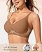 LetsJoli Wireless Pushup Bra for Women No Underwire Seamless Supportive Bralettes Fall Outfits Bra for Women 2025(Coffee,L)