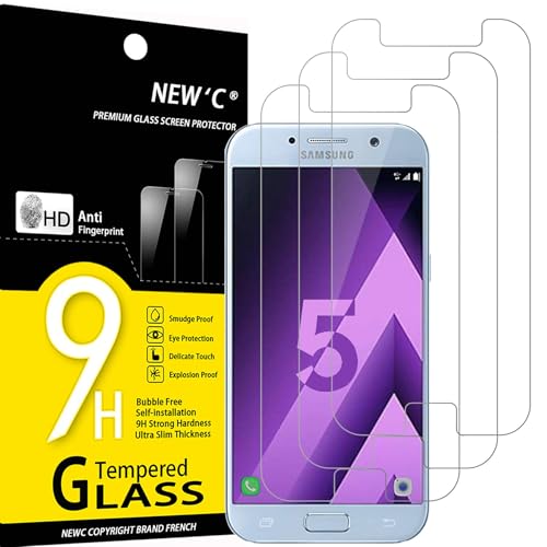 NEW'C 3 Stück für Samsung Galaxy A5 2017 für Panzerglas, Frei von Kratzern, 9H Festigkeit, HD Bildschirmschutzfolie, 0.33mm Ultra-klar, Ultrawiderstandsfähig