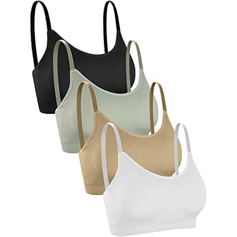 UMIPUBO 4 Pieces V Neck Tube Top Bra Seamless Bralette Straps Padded Camisole Bandeau Sports Bra Sleep Bra Vest Tops with Elastic Straps for Women Girls Cover