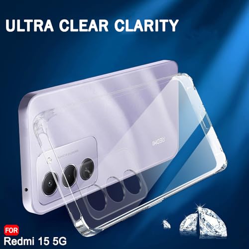 Image of TheGiftKart Best Camera Protection Back Cover Case for Redmi 15 5G | Ultra Clear Soft Case | Inbuilt Dust Plugs & Anti-Slip Grip | Slim & Protective Back Cover for Redmi 15 5G (Silicone, Transparent)