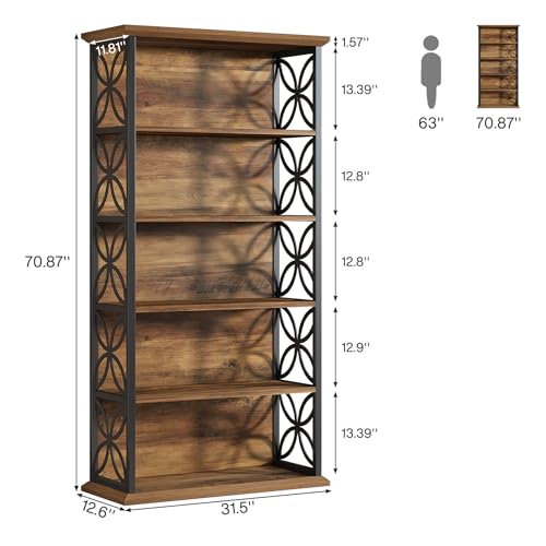 Image of Tribesigns 6-Tier Tall Bookshelf Set of 2, 71 inch Industrial Bookcase with Metal Frame, Freestanding Open Storage Shelves for Home Office, Living Room, Bedroom