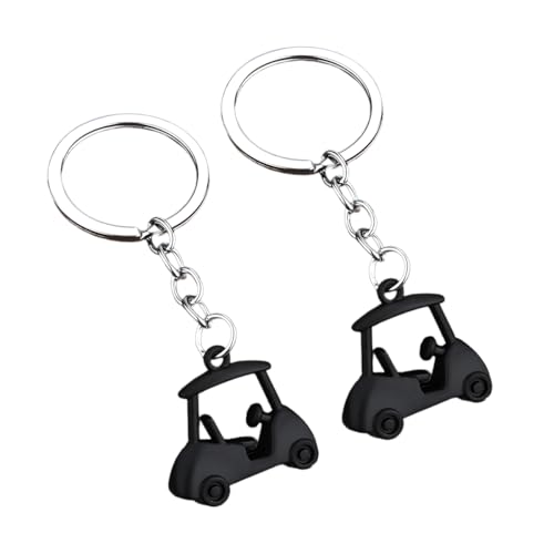 FALVFUN 2PCS Car Golf Cart Keychain, Zinc Alloy Golfer Vehicle
