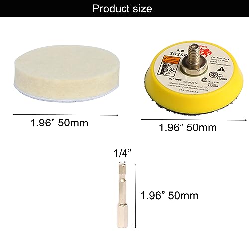 Image of 2 Inch Wool Felt Polishing Pad Buffing Wheel Set,Drill Polishing Kit for Metal Glass Stone (17)