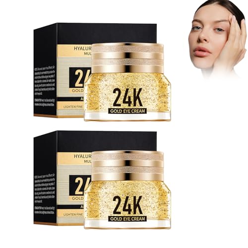 Hppsctink 2pcs Crema de ojos, Crema de Ojos Oro 24K, Contorno de ojos Reafirmante, Mejora Ojeras, bolsas y líneas de Expresión, 2pcs*40g, eye cream