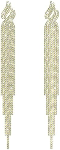 KristLand Elegant Tassel Earrings with Cubic Zirconia 925 Sterling Silver Ear Pin Gold Plated Long Tassel Jewelry Gifts for Ladies Girl Women