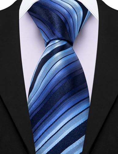 Image of Barry.Wang Mens 6 PCS Ties Silk Striped Paisley Check Floral Necktie Silky Woven Wedding Business Party Ties 3.34 inch