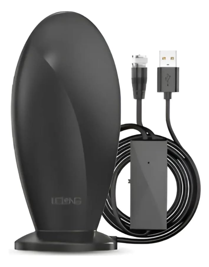 Antena Digital Amplificada Interna Full HD 1080 4K Cabo 3m | Ganho 10-25 dBi, UHF 470-862