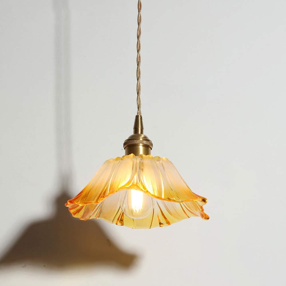 Abinlina Minimalist Purple Glass Pendant Light - Nordic Vintage Hanging Fixture for Kitchen, Dining Room, and Hallway(19 * 7cm)