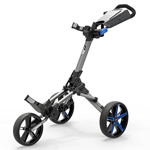 Powakaddy 2026 Micra Push Cart Golf Trolley - Gun Metal/Blue - One Size