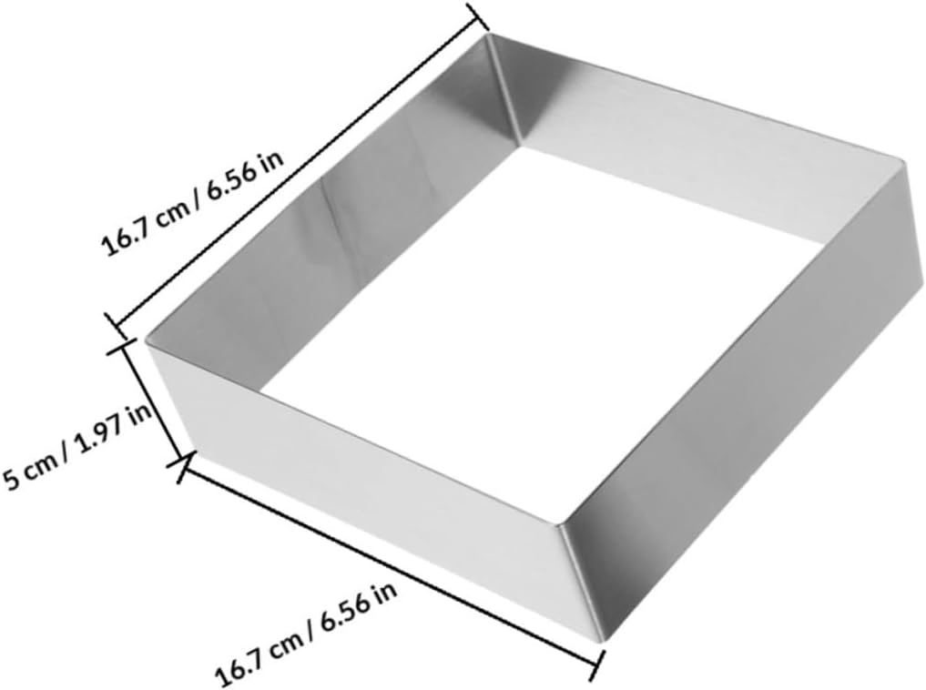 NUOBESTY Square Stainless Steel Mousse Rings 9-inch Pastry Baking Mold Set 2 Pieces Non-stick DIY Cake Cutter Household Cooking Rings for Dessert and Cake Decoration