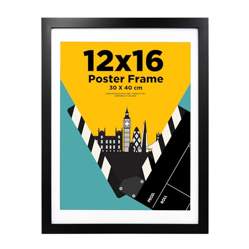 30x40cm picture frame 12x16 picture frame Solid Wood Matted for 14x11 30x40 frame with Plexiglass 30x40 Poster Frame for Wall Mounting 16x12 inch Certificate Frame for Portrait Black
