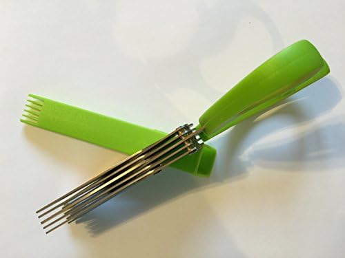 Shredding Scissors Vegetable Shears with Cover 5 Heavy Duty Stainless Steel Cutter Blades with Cleaning Comb Life Garnishing Herb Seasoning & Spice Kitchen Choppers