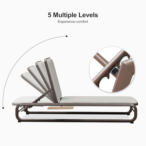 Image of PURPLE LEAF 1 Piece Patio Chaise Lounge Luxury Heavy-Duty Coffee