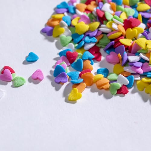 Red Heart Shapes Sprinkles Valentine Jumbo Heart Sprinkles for WEdding Cake Decorating - 3.53 oz/100g. (Rainbow Heart)