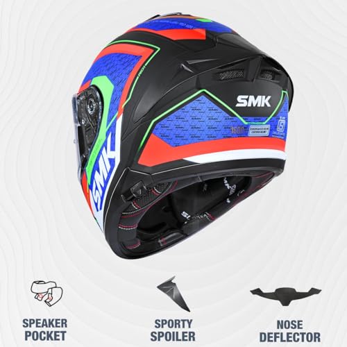 Image of SMK Typhoon RD1 ISI ECE & DOT Certified Full Face Dual Visor Helmet for Men and Women with Pinlock Fitted Clear Visor and Inner Sun Visor ( MATT Black - MA235 - XS )