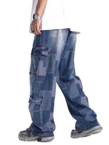 Men's Drawstring Waisted Plaid Retro Trousers Streetwear Casual Loose Pants