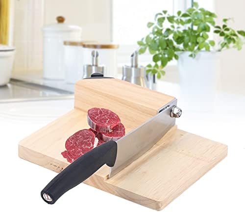 Biltong Cutter Kitchen Cutter with Wood Base Stainless Steel and ...