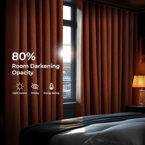 Image of HPD Half Price Drapes Grommet Linen Curtains 84 Inches Long Room Darkening Curtains for Bedroom & Living Room (1 Panel), 50W x 84L, Desert Orange