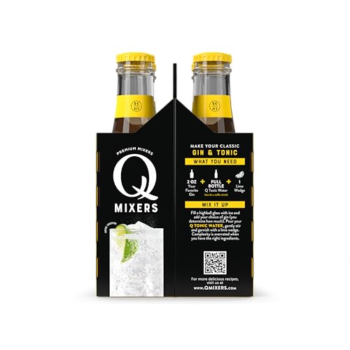 Image of Q MIXERS Tonic Water, Premium Cocktail Mixer Made with Real Ingredients, 6.7 Fl Oz Bottles (Pack of 4)