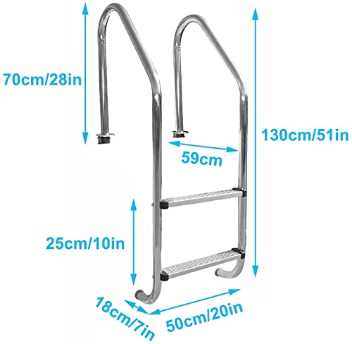 Escalera para Piscina de Acero Inoxidable 2 Peldaños Antideslizante miniatura 2