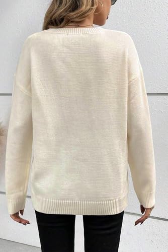Cozy Casual Sweater with Letter Pattern - Apricot Color2