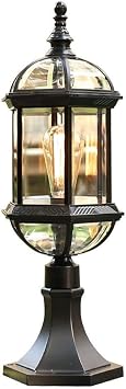 Traditional Victoria Waterproof Pillar Lamp Street Light Outdoor European Villa Glass Copper Lamp Column Light Garden Fence E27 Decoration Post Light Commercial Lighting