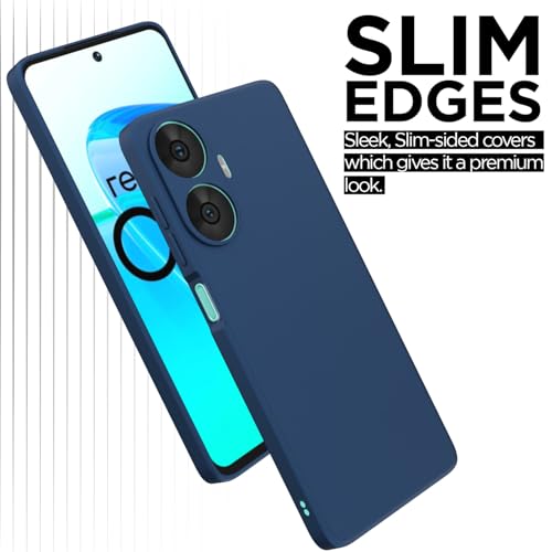 Image of Outlouders Back Cover for Realme Narzo N55 / Realme C55 | Camera Protection | Durable Soft Matte Silicone Bumper Case (Blue)