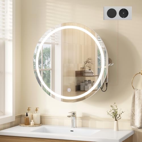 KIMENICH Runder Spiegelschrank Bad mit LED Beleuchtung...