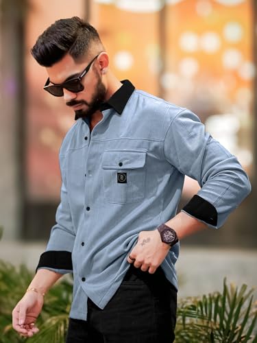 Image of Maniac Mens Solid Collared Neck Full Sleeve Biscuit and Black Cotton Shirt