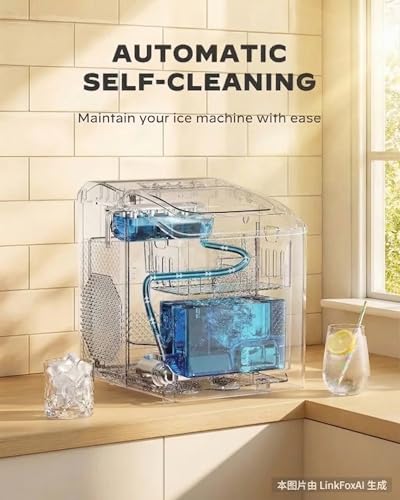 Image of Silonn Countertop Ice Maker, 26 lbs /Day Fast Ice in 6 Mins, Compact Self-Cleaning Ice Machine for Home, Kitchen, Office & Parties, Black