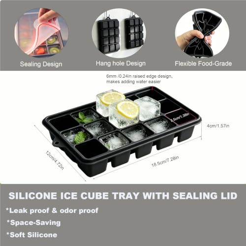 Bandejas de Hielo Silicona con Tapa 15 Cubos 2 Unidades miniatura 3