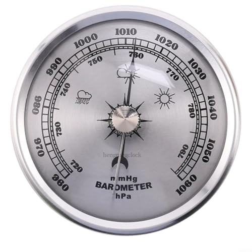 Wetterstation analog aus Edelstahl mit Barometer, emperatur- und Feuchtigkeitsmonitor für drinnen und draußen, Thermometer und Hygrometer für innen...