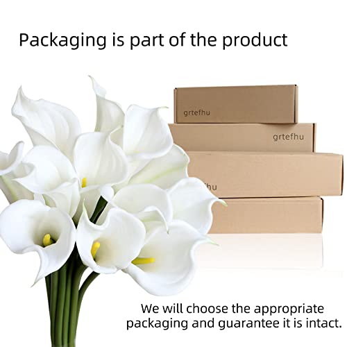 Grtefhu 12 Piece 26" Calla Lily Artificial Flowers,Real Touch Long Stem Faux Calla Lillies For Tall Vases,Indoor Wedding Office Home Decor (White) #TOP6