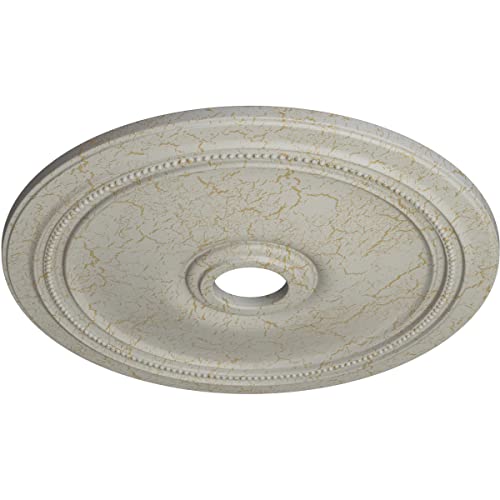 Image of Ekena Millwork CM24DIPCC Diane Ceiling Medallion, 24 inchOD x 3 5 /8 inchID x 1 1 /4 inchP (Fits Canopies up to 6 1 /4 inch), Hand-Painted Pot of Cream Crackle