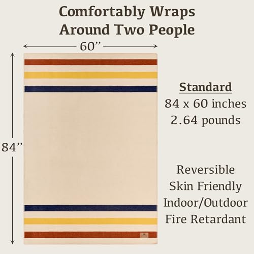 Image of 100% Wool Blanket Camping, 60x84 inch Large Warm Blankets for Winter,Lighthouse