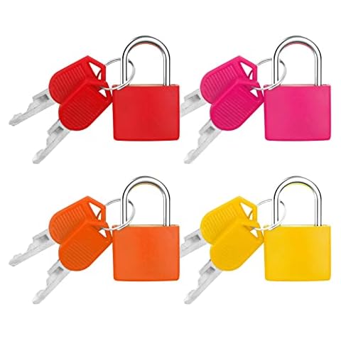 Suitcase Locks with Keys, Small Padlocks Luggage Locks Padlocks with Outdoor Travel Luggage Suitcase Baggage School Gym Lockers Laptop Bag(4 Pcs) Cover