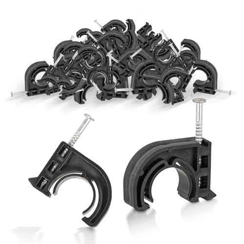 200-Pack HeSun 1/2\"-3/4\" Twin Talon Tube Clamps, Black PEX J-Clamps with Nail for 1/2\" & 5/8\" & 3/4\" Tubing Pipe