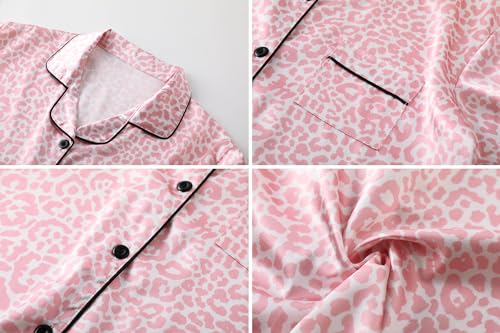 Image of Schbbbta Girls & Women Silk Nightgown, Short Sleeve Button Down Satin Nightshirt Pajama House Dress, 3 Years- Women 2XL