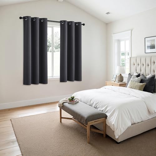 Image of MIULEE Blackout Curtains for Bedroom Living Room 2 Panels, Thermal Insulated Room Darkening Drapes Grommet Noise Reducing Light Blocking Window Treatments 54 Inches Long 34x54 Inch Dark Grey