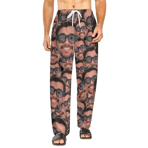 Custom Men's Pajama Pants Personalized Pj Pants Women with Photo Face Text Bottoms Sleepwear Funny Pajamas Gifts