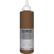 Lukas CRYL Studio Artist Acrylic Paint, Burnt Umber, 500 ml Bottle - High Pigment Acrylic Paints for Canvas Painting, Large Scale Works - Medium-Viscosity, Water-Mixable, Fast Drying