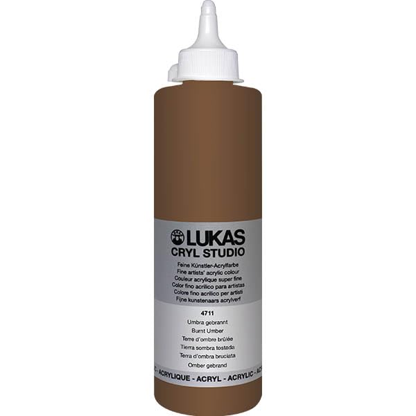 Acrylique Burnt Umber LUKAS CRYL Studio 500 ml pour peinture sur toile et beaux-arts