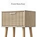 LAATOOREE Nightstands Set of 2, Small Side Table, Bedside Table with Fluted Door, Solid Wood Feet; Modern Mid-Century End Table for Bedroom, Small Space (Natural)