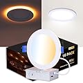 CycevSun Canless 6 Inch LED Recessed Lights with Night Light 16 Pack, Ultra Thin Wafer Downlight Indoor Exterior Soffit, Dimmable & 5 Color Selectable,12W, 120V, ETL Listed