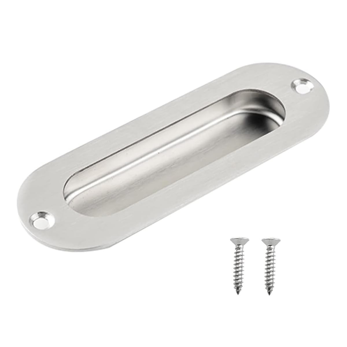 Mijunhd Silver 120*40Mm Round Recessed Flush Door Handles Stainless Steel Cabinet & Furniture Door Pulls Silver 120 * 40Mm Round Handles/Pulls For Interior & Closet Doors