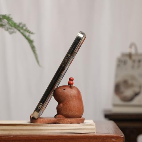 Support de téléphone Capybara en bois et figurine de bureau - 8