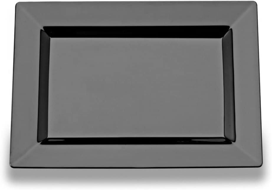 120 Dessert Plates 7.5" by 5.5" Black Rectangle Appetizer Cake Plate Heavy Duty Bulk Party Supplies, Fancy Disposable Plastic Plates for Wedding and Birthday Party, Holiday, Easter Rectangular Plates