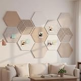 Acidea Sześciokątne tablice korkowe na ściany, samoprzylepne, DIY, filcowe płytki korkowe z 50 pinezkami, do biura, szkoły, domu, dekoracja ścienna, naklejki, notatki, zdjęcia, 12 szt