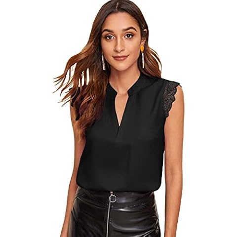 Milumia Women's Notch Neck Sleeveless Blouse Cover